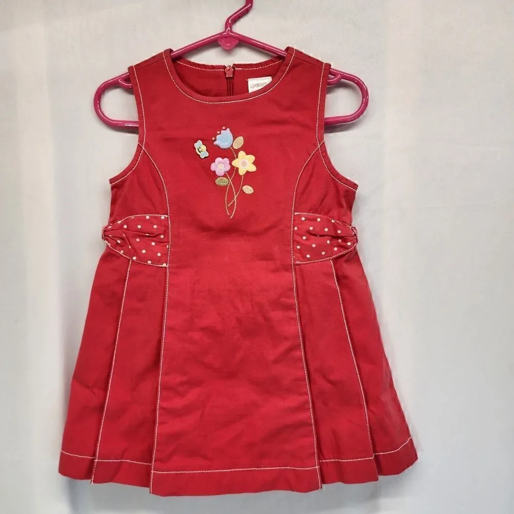 Gymboree Red Flower Embroidered Sleeveless Dress Size 18-24 mos NWT